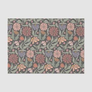 Papel de tejidos con flores retro de época