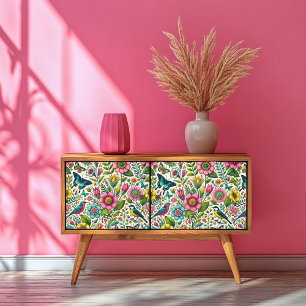 Papel de tejidos con motivos florales y mariposas 