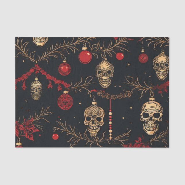 Papel de tejidos con ornamentos de cráneo (Anverso)