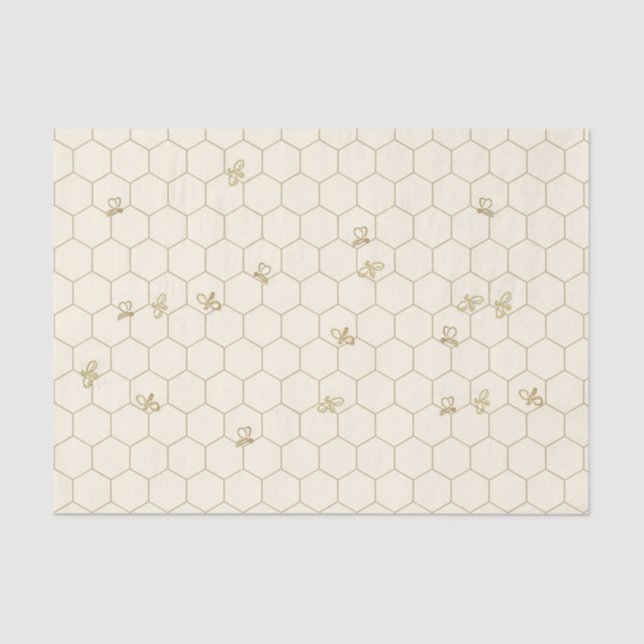 Papel de tejidos con patrón de honeycomb con abeja (Anverso)