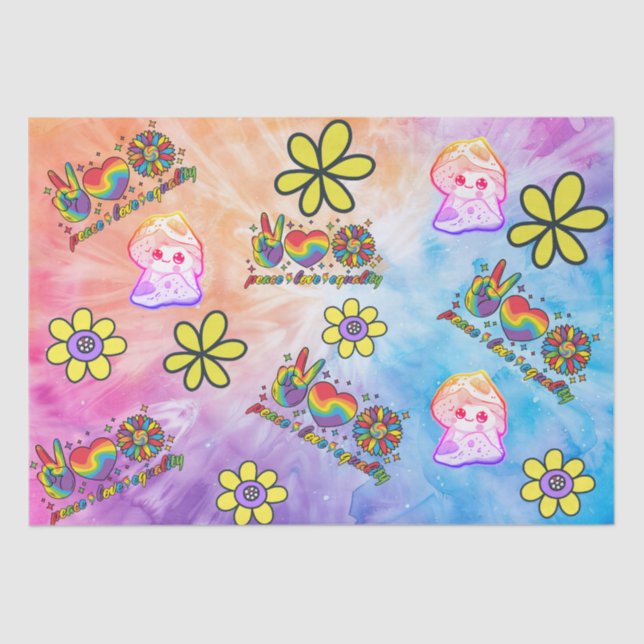 Papel de tejidos con paz amor por la igualdad (Anverso)