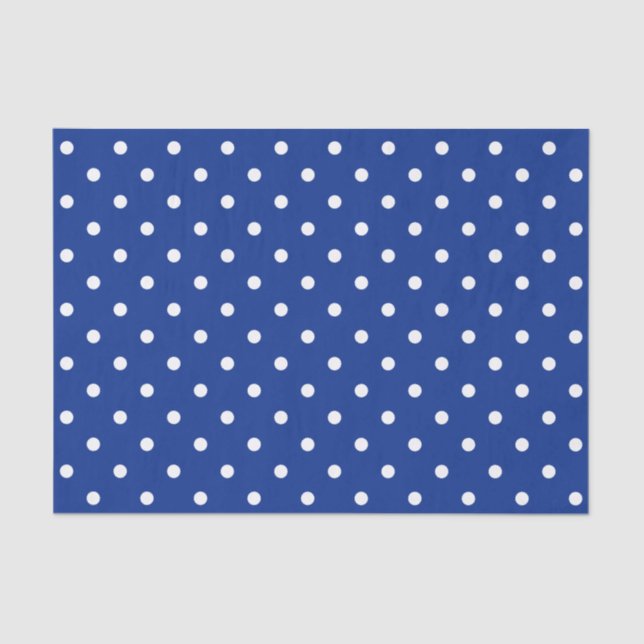 Papel de tejidos con puntos de polka azul (Anverso)