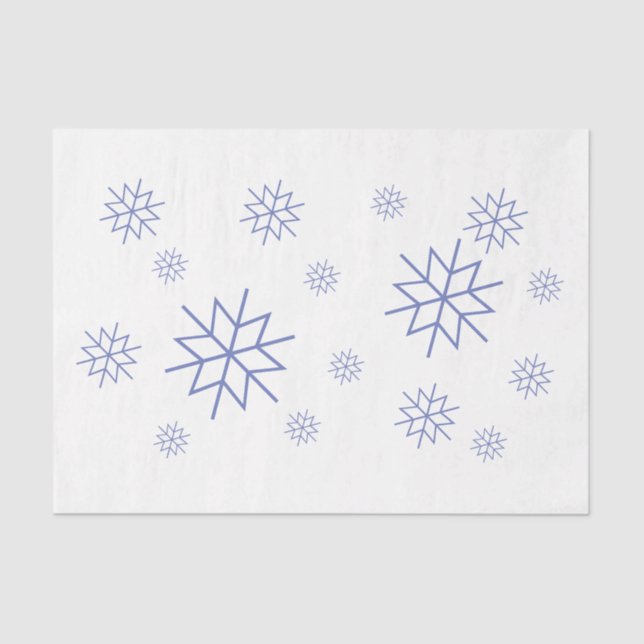 Papel de tejidos - Copos de nieve azules (Anverso)