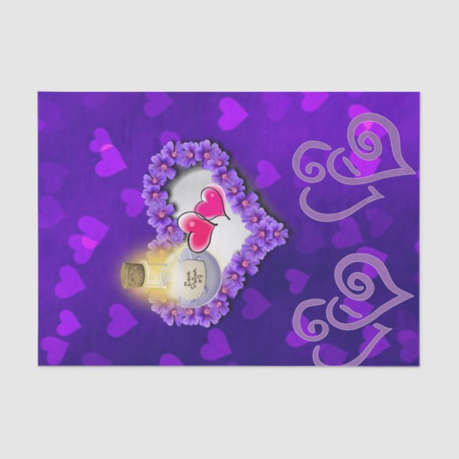 Papel de tejidos Corazón rosa morado (Anverso)