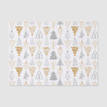 Papel de tejidos de árbol de Navidad plateado y do