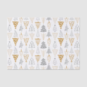 Papel de tejidos de árbol de Navidad plateado y do