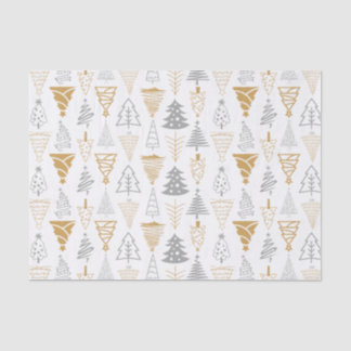 Papel de tejidos de árbol de Navidad plateado y do