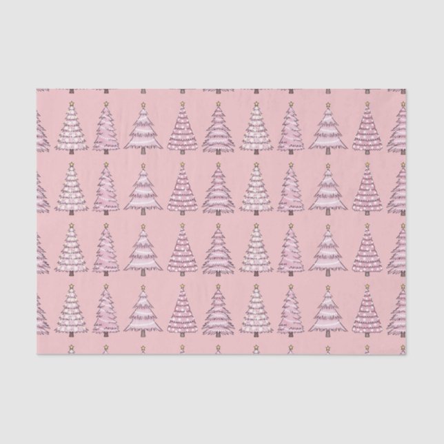 Papel de tejidos de árbol de Navidad rosa (Anverso)