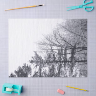 Papel de tejidos de árboles recubiertos de nieve