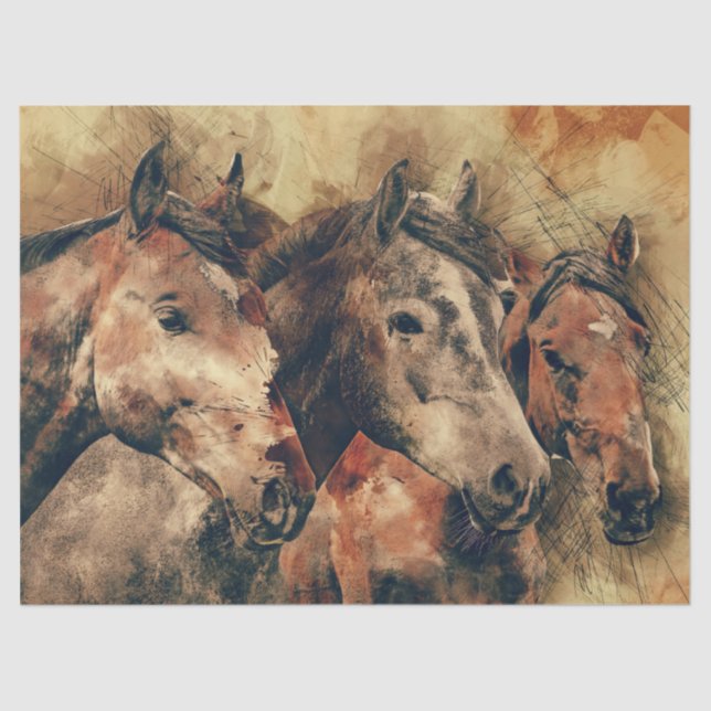 Papel de tejidos de caballos salvajes 17 x 23 (Anverso)