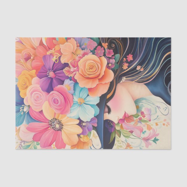 Papel de tejidos de Chica floral (Anverso)