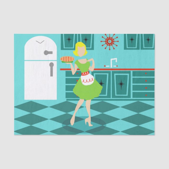 Papel de tejidos de cocina retro (Anverso)