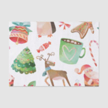 Papel de tejidos de color acuático Santa Navidades