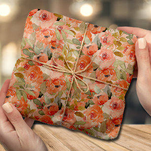 Papel de tejidos de color floral para Naranja de a