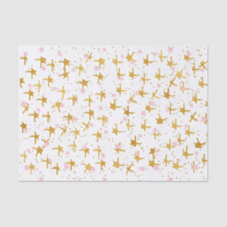 Papel de tejidos de confetti rosa y dorado