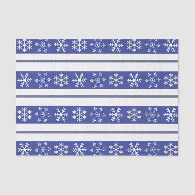 Papel de tejidos de copo de nieve azul y blanco (Anverso)