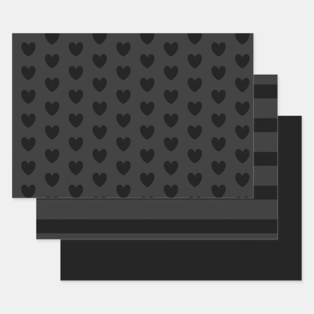 Papel de tejidos de corazón negro y gris HAMbyWG (Set)