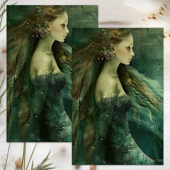 PAPEL DE TEJIDOS DE DECORACIÓN DE MERMAID (THE MERMAID DECOUPAGE TISSUE PAPER)