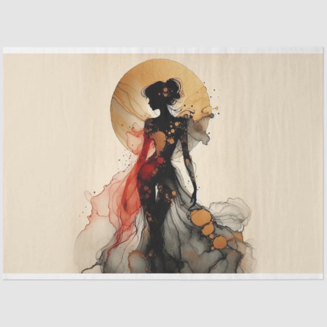 Papel de tejidos de descomposición Lady Figura Oro (Anverso)