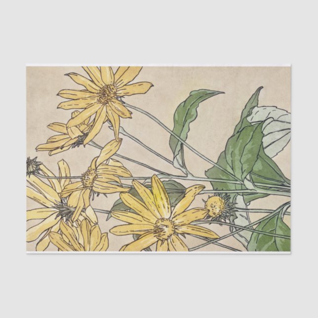 Papel de tejidos de flores de época (Anverso)