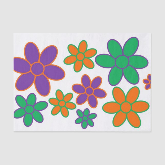 Papel de tejidos de flores estilo años 70 Groovy (Anverso)
