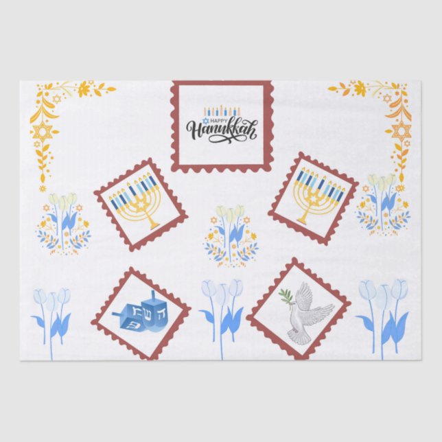 Papel de tejidos de Hanukkah - Estilo de estampado (Anverso)