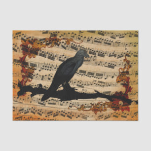 Papel de tejidos de hoja de música raven vintage