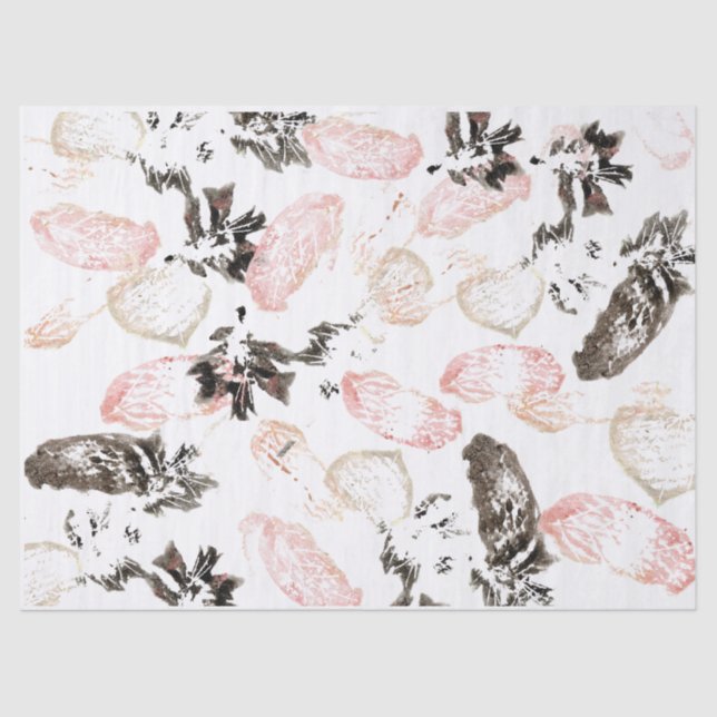 Papel de tejidos de hojas y plumas de Boho (Anverso)