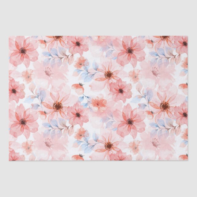 Papel de tejidos de impresión de acuarela floral (Anverso)
