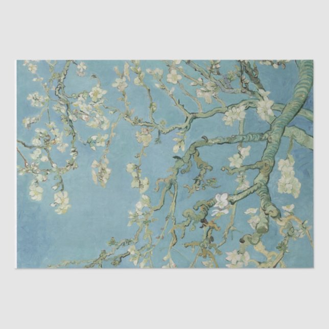 Papel de tejidos de impresión de flores de almendr (Anverso)