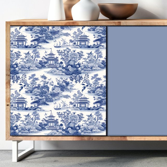 Papel de tejidos de la serie Chinoiserie azul y bl (Subido por el creador)