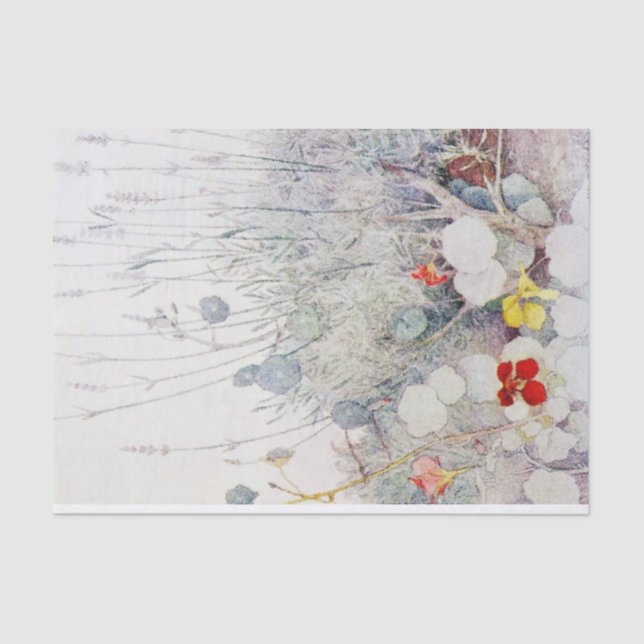 Papel de tejidos de las antiguas nasturtiums silve (Anverso)