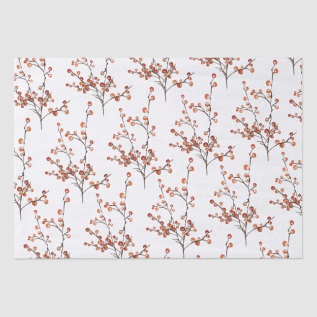 Papel de tejidos de las ramas Red Ilex Berry (Anverso)