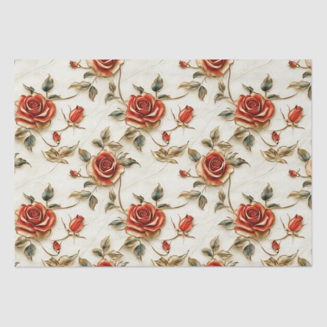 Papel de tejidos de los Rosas de la cosecha de oro (Anverso)