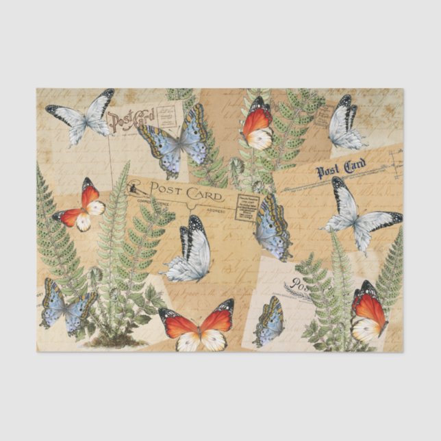 Papel de tejidos de mariposas y helechos (Anverso)