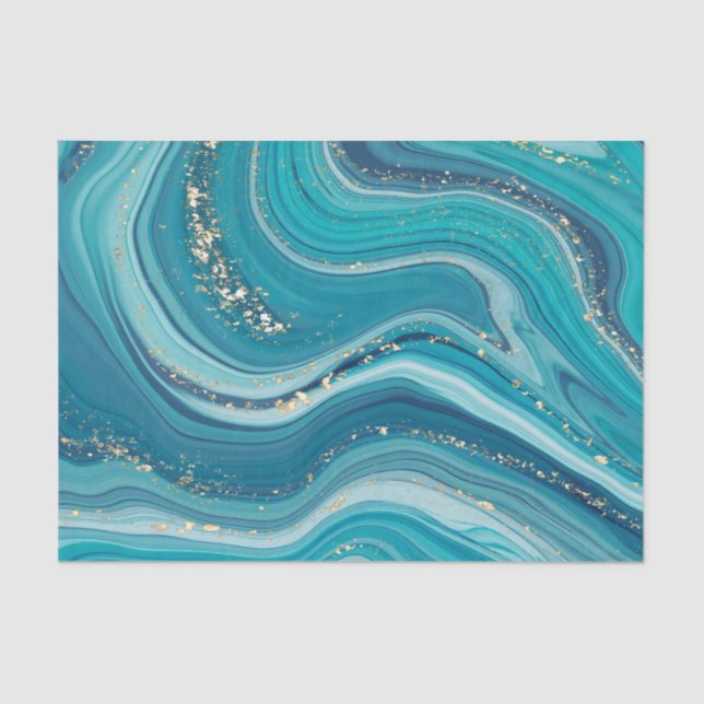 Papel de tejidos de mármol líquido azul y verde (Anverso)