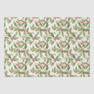 Papel de tejidos de Navidad vintage rojo Mistletoe