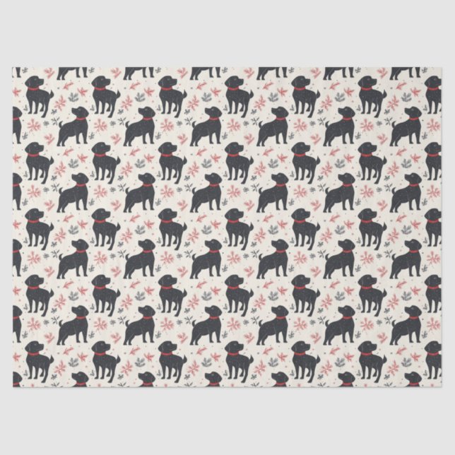 Papel de tejidos de Navidades de perro negro (Anverso)