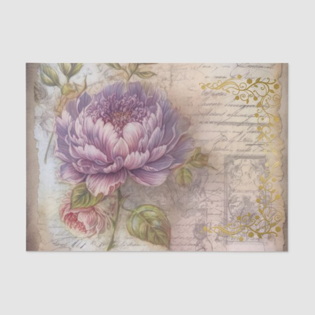 Papel de tejidos de peonies de lavanda con inspira (Anverso)