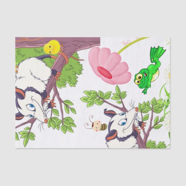 Papel de tejidos de possum Frog Chicle Floral (Anverso)