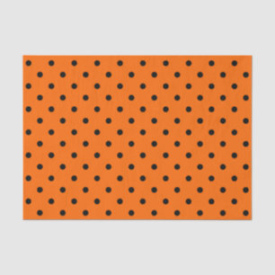 Papel de tejidos de puntos de polka negro/naranja