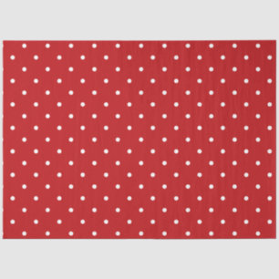 Papel de tejidos de puntos de polka roja y blanca