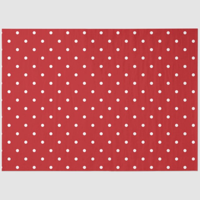 Papel de tejidos de puntos de polka roja y blanca (Anverso)