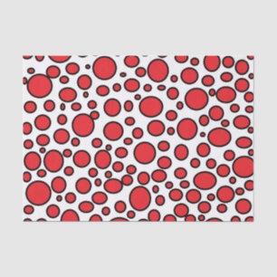 Papel de tejidos de puntos de polka rojo y negro