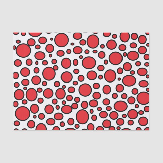 Papel de tejidos de puntos de polka rojo y negro (Anverso)