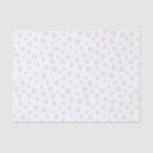 Papel de tejidos de puntos rosa y azul pastel (Anverso)