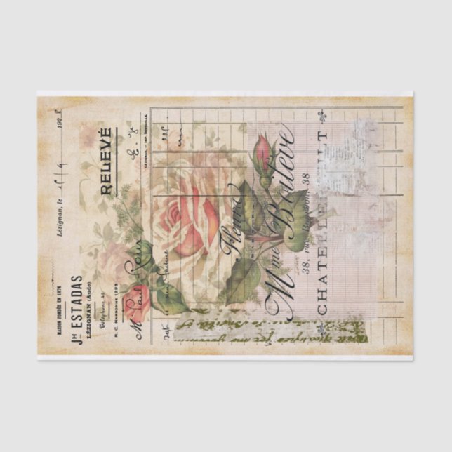 Papel de tejidos de recepción floral francés (Anverso)