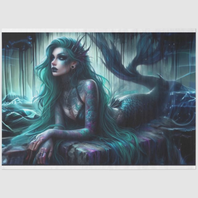 Papel de tejidos de sirena oscuro (Anverso)