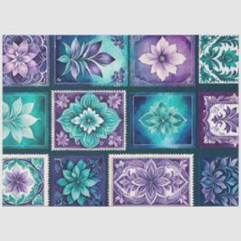 Papel de tejidos de timbre de época colorido