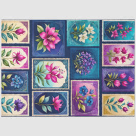 Papel de tejidos de timbre de época colorido